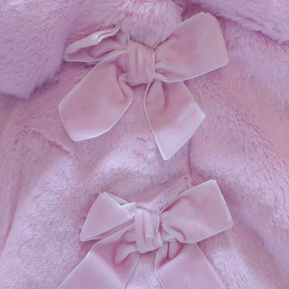 Precious pink faux fur coat with bows - Picture 5 of 8